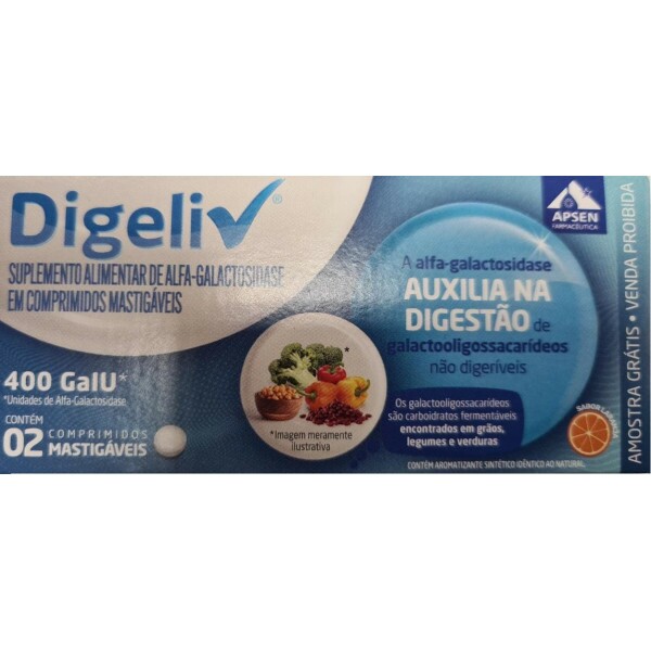 DIGELIV - SUPLEMENTO ALIMENTAR 400GaIU - 2 COMPRIMIDOS MASTIGÁVEIS